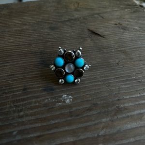 Sleeping beauty turquoise, Moonstone, Smokey quartz, sterling silver band